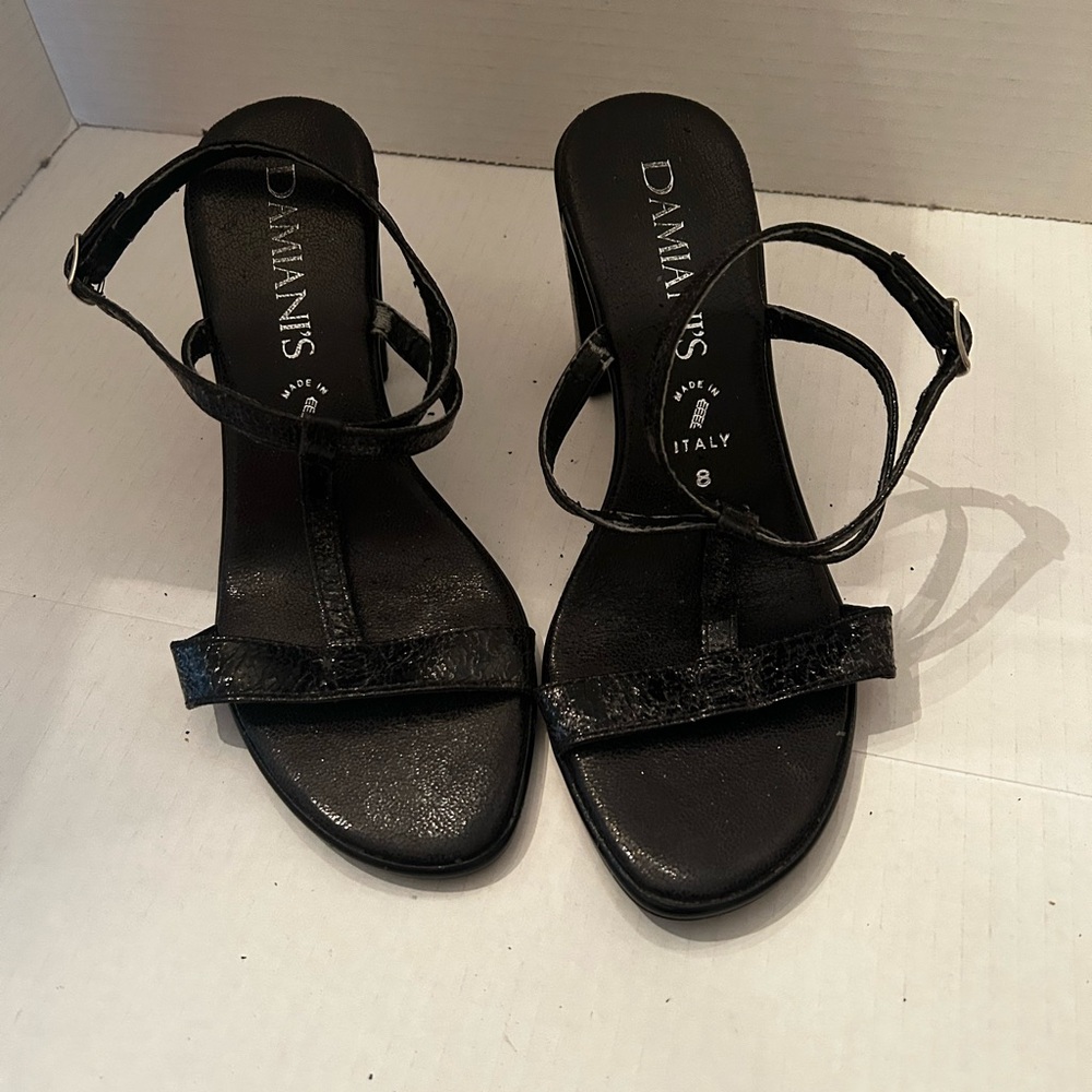 Damiani’s Black Strappy Women's heels, made in Italy.